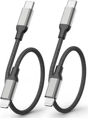 6 inch USB C to Lightning Cable Short 0.5ft 2Pack Type C to Lightning Cord Power Delivery Fast Charging [MFi Certified]Nylon Braided USB C iPhone Charger for iPhone14 13 12 11 Pro Max XR XS 8 SE iPad