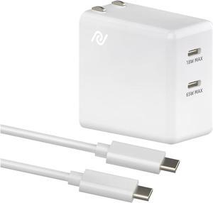USB C Charger 65W, (GaN 65W), PPS Fast Charger Adapter, Dual USB C Ports Foldable Compact Charger for MacBook Pro/Air, iPad Pro, Google Pixelbook, iPhone 13/14/15, Microsoft Surface Book 2 and More