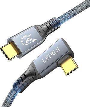 LEIRUI USB 4 Cable, Right Angle Thunderbolt 4 Cable 40Gbps Data Transfer 240W Fast Charging USB4 Cable USB C to USB C Cable Compatible with Thunderbolt 3/MacBook Pro/iPad Pro/Galaxy S21/Samsung