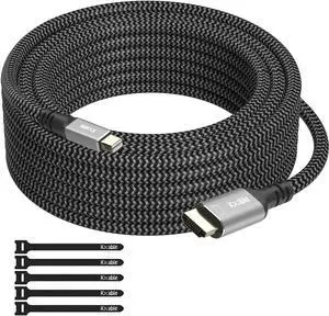 4K Mini DisplayPort to HDMI Cable 25FT, [4K@60Hz, Gold-Plated Plugs, Aluminum Shell, Nylon Braided], Mini DP to HDMI Cord, Compatible with MacBook Air/Pro, Surface Pro, Monitor, Projector and More