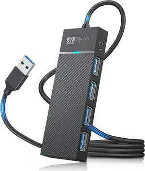 4 Port USB 3.0 Hub Ultra-Slim USB Hub USB Splitter USB Extender for Laptop USB Multiport Adapter Multi USB Port Expander for MacBook Air Por Windows/Mac OS Linux Flash Drive Mobile HDD(1.6FT/0.5M)