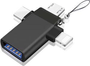 USB C to USB Adapter [3 -in -1] USB C/iOS/Micro USB to USB 3.0 OTG Adapter for Data SynchronizationSuitable for Mobile Phones Laptop U disks etc.[1-Pack] Compatible with iOS
