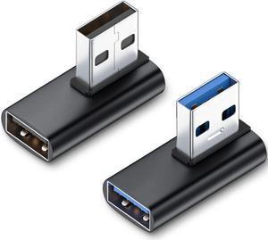90 Degree USB 3.1 Adapter (2 Pack) Right and Left Angle USB A Male to Female Connector Extender for PC Laptop USB A Charger Raspberry Pi and More