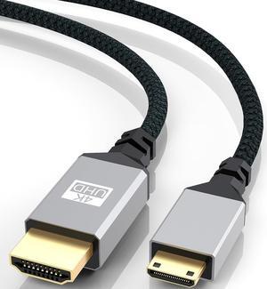 Mini HDMI to HDMI Cable 6FT HDMI to Mini HDMI 4K 60Hz High Speed HDMI 2.0 Braided Cord Compatible for Portable Monitor HDTV Camera Projector Camcorder Laptop and More