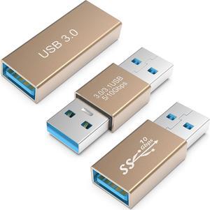 (3 Pieces) USB 3.0 Adapter kit Support Charging and Data Transfer High Speed Extension Coupler Converter Extender Connector Female to Female Male to Male Male to Female USB Adapter - GOLD