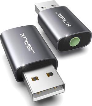 2 Pack USB to 3.5mm Jack Audio Adapter USB to Audio Aux Adapter External Stereo Sound Card USB to 3.5mm TRRS Female Headset for PS4 PS5 Headphone Mac Linux Laptop Desktops Docking Station