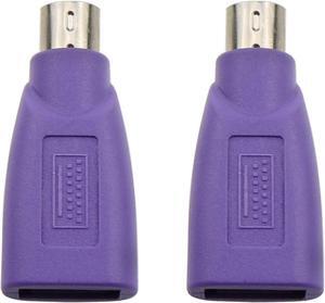 USB to PS2 Adapter 2PCS Purple USB Female to PS/2 Male Converter Ch adapter for Mouse Keyboard and Bar Code Scanner