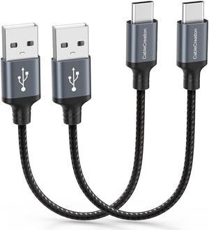 [2 Pack 6 inch Short USB C Cable USB to USB C Cable 3A Fast Charging Cable USB Male to USB C Male Cable for Power Bank Galaxy S23 S22 S21 Z Flip iPad etc