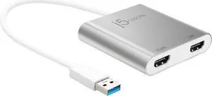 USB to HDMI Adapter - Dual HDMI USB 3.0 Multi-Monitor Cable | 4K + 1080p | Compatible with Windows and macOS (JUA365)