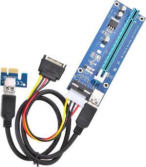 PCI Express 16x to 1x Powered Riser Adapter Card w/60cm USB 3.0 Extension Cable and 4-Pin MOLEX to SATA Power Cable-GPU Riser Extender Cable-Ethereum Mining ETH (1 Pack 4 Pin)