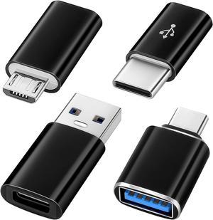 USB C to USB Adapter Micro USB to USB C Adapter SuperSpeed Data Transfer & Fast Charging Compatible with iPhone/PC/Samsung/iPad/Laptop/MacBook/etc(4 Pack)