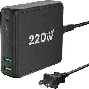 NVHPY USB C Charger, 220W 7-Port Desktop USB C Charging Station, 2x65W Ports USB C Laptop Charger Compatible with MacBook Pro/Air, iPad Series,iPhone 14/13/Mini/Pro/13Pro Max/12 Samsung Galaxy Note