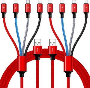 Multi Charging Cable,10Ft 2Pack Multi Fast Charging Cord, Braided Universal 4 in 1 Multi Charger Cable, Long Multi USB Cable Adapter IP/Type C/Micro USB Port for Cell Phones/Tablets/Samsung & More