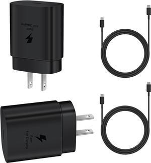 2 Pack 25w Samsung Super Fast Quick Wall Phone Charger with 2 Pack 6 Feet Type C Cable for Galaxy Android S23 Ultra/S23/S23+/S22/S22 Ultra/S22+/S21 Ultra/S20 Ultra/Note 20/Note 10/Z Fold 3