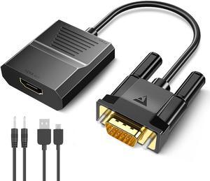 VGA to HDMI Adapter with Audio(PC VGA Source Output to TV/Monitor with HDMI Connector) 1080P Male VGA to Female HDMI Cable for Desktop Laptop Projector to Monitor HDTV (1.5FT/0.5M)