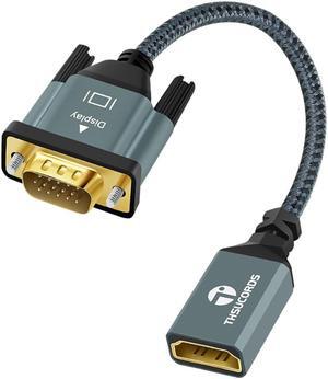 VGA to HDMI Adapter Cable 1FT Nylon Braided HDMI Female to VGA Male Extension Extender for Computer Desktop Laptop PC Monitor Projector HDTV