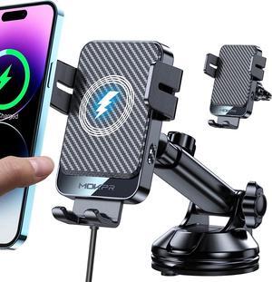 Wireless Car Charger 15W Fast Charging Auto-Clamping Car Mount Universal Hands-Free Car Charger Mount for Dashboard Windshield Air Vent Compatible with iPhone 14/13/12 Samsung S23/S22/S21 etc