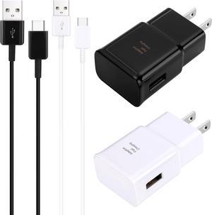 Type C Charger Fast Charging 2 Pack USB C Android Phone Wall Charger Block & 8ft Charge Cable Cord for Samsung Galaxy S8/S9/S10/S20/S21/S21 Ultra/S22/S22 Plus/S22 Ultra/Note 8/9/10/20 (Black&White)