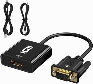Active HDMI to Vga Adapter with 3.5mm Audio Jack and Micro USB Converter for PC Laptop Tablet Digital Camera Etc