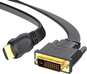 HDMI to DVI Cable 6ft Bi-Directional DVI D Male to HDMI Male Connector Adapter for Computer Monitor Flat Design Gold Plated DVI HDMI Cord Support HD 1080P for Raspberry Pi Roku PS4 Xbox and More