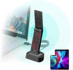 WAVLINK USB WiFi Adapter for Desktop PC, AC1900 WiFi Adapter Dual Band 2.4GHz/5GHz Wireless Network Adapter for Laptop, Support Windows 7/8/8.1/10/11, MacOS 10.7-10.15