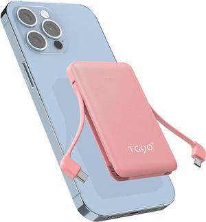 Mini Power Bank 6000mah Portable Charger Ultra Slim Power Bank with Built-in Cables Portable Phone Charger Compatible with iPhone Android Cell Phones