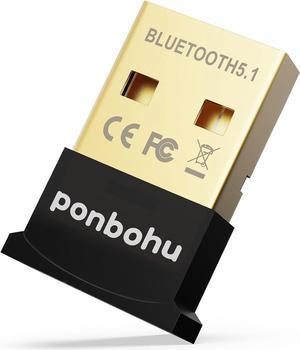 USB Bluetooth Adapter for PC Receiver - Ponbohu Mini Bluetooth 5.1 EDR Dongle transmitter for Computer Desktop Transfer for Laptop Bluetooth Headset Speaker Keyboard Mouse Printer Windows11/10/8.1/8/7