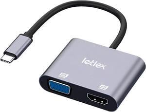 USBC to VGA/HDMI Adapter USB C Hub Multiport Adapter USB HDMI Adapter 4k@60HZ USB to HDMI Adapter for Monitor USB Type C to VGA HDMI Adapter HDMI to VGA Adapter for Monitor/TV/Smartphones