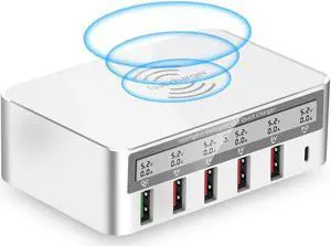 Multiport USB Charger Station 6 Port USB Charging Station100W hub Fast Charging QC3.0 Fast Chargers Apply to iPhone iPad iPhone Xs iPhone Xs Max iPhone XR iPhone