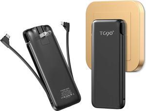 10000mah Portable Charger with Built in Cables and AC Wall Plug All in One Portable Phone Charger External Battery Packs Compatible with iPhone and Android Phones