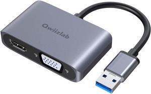 USB 3.0 to HDMI VGA Adapter 1080P@60Hz Video Converter Supports Windows 7/8/10/11 Only USB-A Data Port