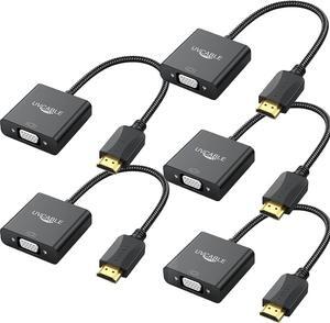 HDMI to VGA Adapter 5 Pack Black HDMI to VGA Adapter Male to Female Cable 1080P for Desktop Laptop PC Monitor Projector HDTV Chromebook Raspberry Pi Roku Xbox and More-Braided
