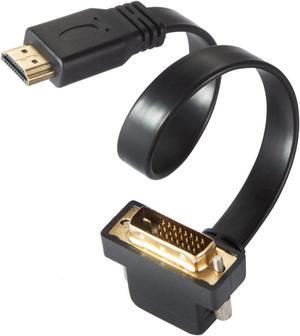 DVI to HDMI Cable 90 Degree Right Angle HDMI to Dvi Adapter Bi-Directional 1080P Converter with Gold Plated Connector (HDMI Male to DVI Male)