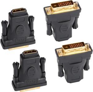 DVI to HDMI Adapter (4 Pack) Gold Plated DVI (DVI D) Male to HDMI Female Converter Adapter Bi Directional Support 3D 4K ARC Ethernet