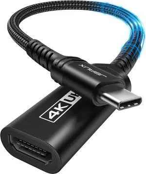 USB C to HDMI Adapter 4K USB Type-C to HDMI Female Adapter [Thunderbolt 3 Compatible] for MacBook Pro/Air Surface Samsung Galaxy S21 S20 Ultra Note 20 10 9 8 S10 S9 S8 Plus Dell XPS 15-Black