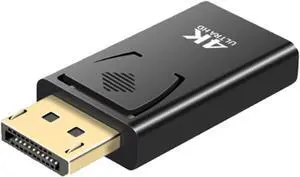 DisplayPort to HDMI Adapter 4K DP to HDMI Converter with Audio Transfer and Maximum Resolution Compatible with HP HDTV Monitor Projector Desktop etc