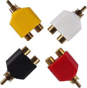 4 Pcs RCA Y Splitter Plug Adapter 2 Female to 1 Male for Audio Video Av Tv Cable Convert Easy to use just Plug and Play