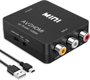 RCA to HDMI Converter RCA to HDMI Adapter 1080P Mini RCA Composite CVBS AV to HDMI Video Audio Converter Adapter Support PAL/NTSC for N64 Wii PS2 PS3 Xbox VHS