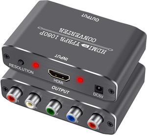 HDMI to Component Vedio Converter Muosu HDMI to Ypbpr Scaler HDMI Input to Component Video + R/L Audio Output Converter Adapter Support 1080p for PS3 DVD(Aluminum)