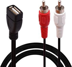 USB to RCA Cable USB A 2.0 Female to 2 RCA Male Jack Y Splitter Audio Video AV Composite Adapter Cable (1.5 Meter)