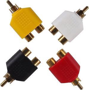 4Pack RCA Y Splitter Plug Adapter 2 Female to 1 Male for Audio Video Av Tv Cable Convert Easy to use just Plug and Play