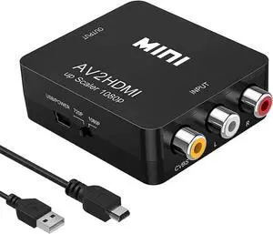 RCA to HDMI Converter, 1080P Mini RCA Composite CVBS AV to HDMI Video Audio Converter Adapter for PC Xbox PS4 PS3 VHS VCR DVD TV STB Support PAL/NTSC with USB Power Cable RCA to HDMI Converter, 1080P Mini RCA Composite CVBS AV to HDMI Video Audio Converter Adapter for PC Xbox PS4 PS3 VHS VCR DVD TV STB Support PAL/NTSC with USB Power Cable