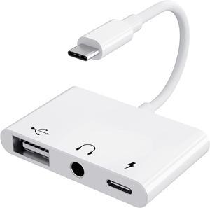 USB C to USB Adapter, 3 in 1 USB C to USB A OTG Adapter with 3.5mm Headphone Audio Jack and Fast Charging Port, USB-C Splitter Compatible with Most Type-C Phones,Laptops,iPad Pro, iPhone 15