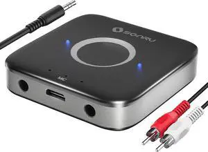 Bluetooth 5.3 Adapter Hi-Fi Equipment for Car Wireless Audio Receiver with 3.5mm AUX RCA Cable Noise Cancellation Dual AUX Outputs for Home Speakers Wired Headphones