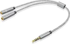 Headphone Splitter 3.5mm Audio Stereo Y Splitter Extension Cable Male to Female Dual Headphone Jack Adapter 3 (1pack)