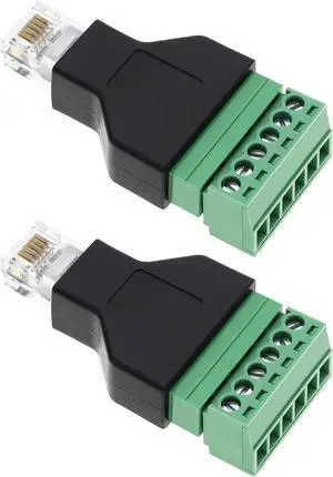 2PCS RJ12 Audio Adapter Connector Ethernet RJ12 6P6C Male to 6 Pin Screw Terminals Adapter Connector Home Audio Accessories