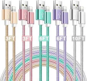 iPhone Charger [ MFi Certified] 5 Pack iPhone Lightning Cables Phone Chargers iPhone Compatible with iPhone14 13 12 11 XS MAX XR 8 7 6s
