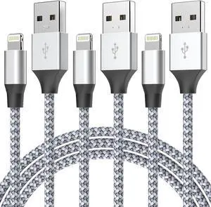 Durable iPhone Charger Cord 6FT 3Pack [Apple MFi Certified] Lightning Cable Nylon Braided iPhone Cord Fast Charging iPhone Cable Compatible with iPhone 14/13/12 Pro Max/12Pro/11