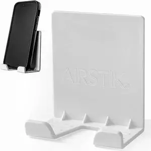 AIRSTIK Cradle Glass Mount Phone Holder Reusable TikTok Facetime Compatible with iPhone iPad Cell Phone for Bathroom Kitchen Shower Dorm Office Made in USA Glass, Mirrors, Windows (White)