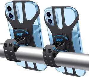 Bike Phone Mount, 2 Pack Universal Motorcycle Phone Mount 360° Rotatable Adjustable Bike Phone Holder Compatible for iPhone 13/12/11 and More 4.5" to 7" Smartphones